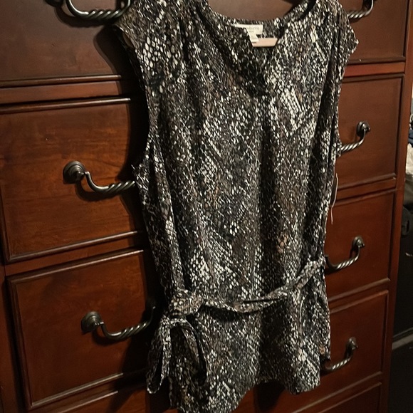 NEW LIZ CLAIBORNE NWT 1X PYTHON TANK BLOUSE WITH MATCHING BELT TIE CAREER TOP - Picture 4 of 8